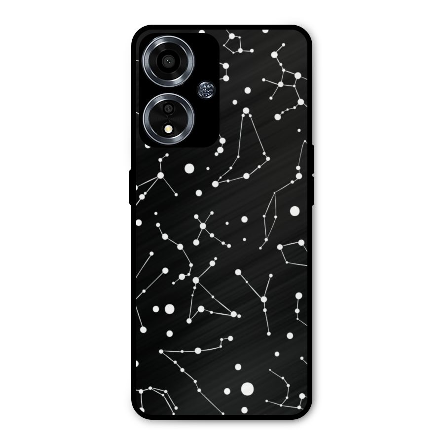 Black Constellation Pattern Metal Back Case for Oppo A59