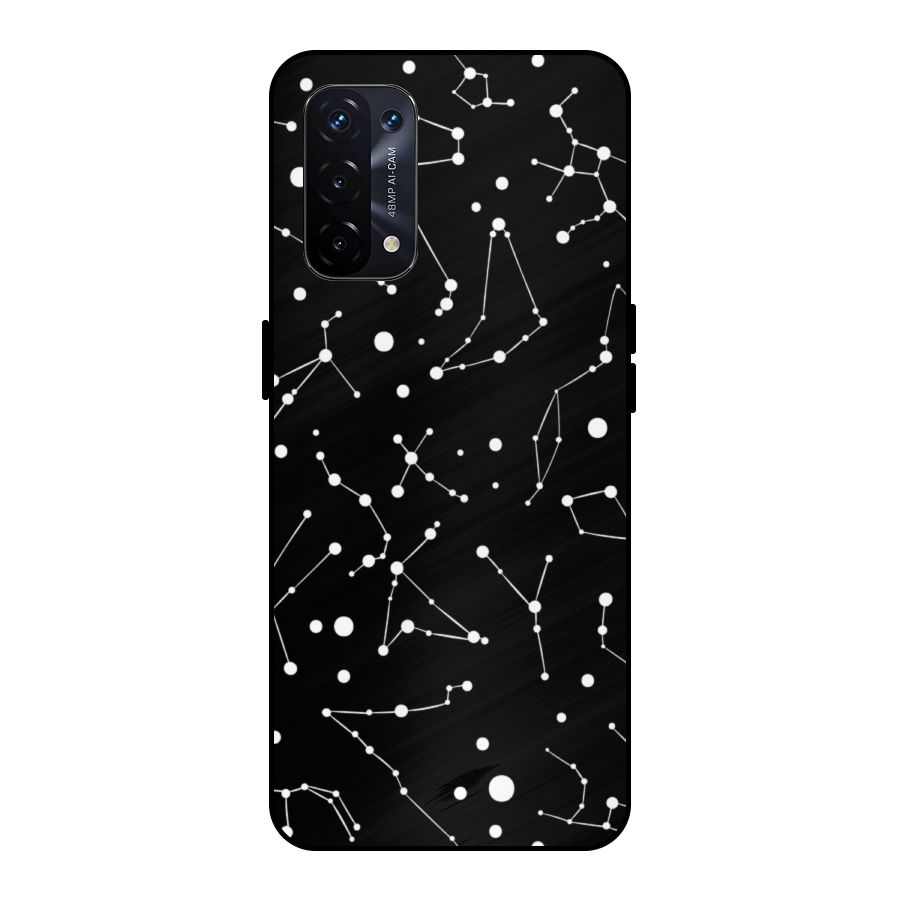 Black Constellation Pattern Metal Back Case for Oppo A74 5G