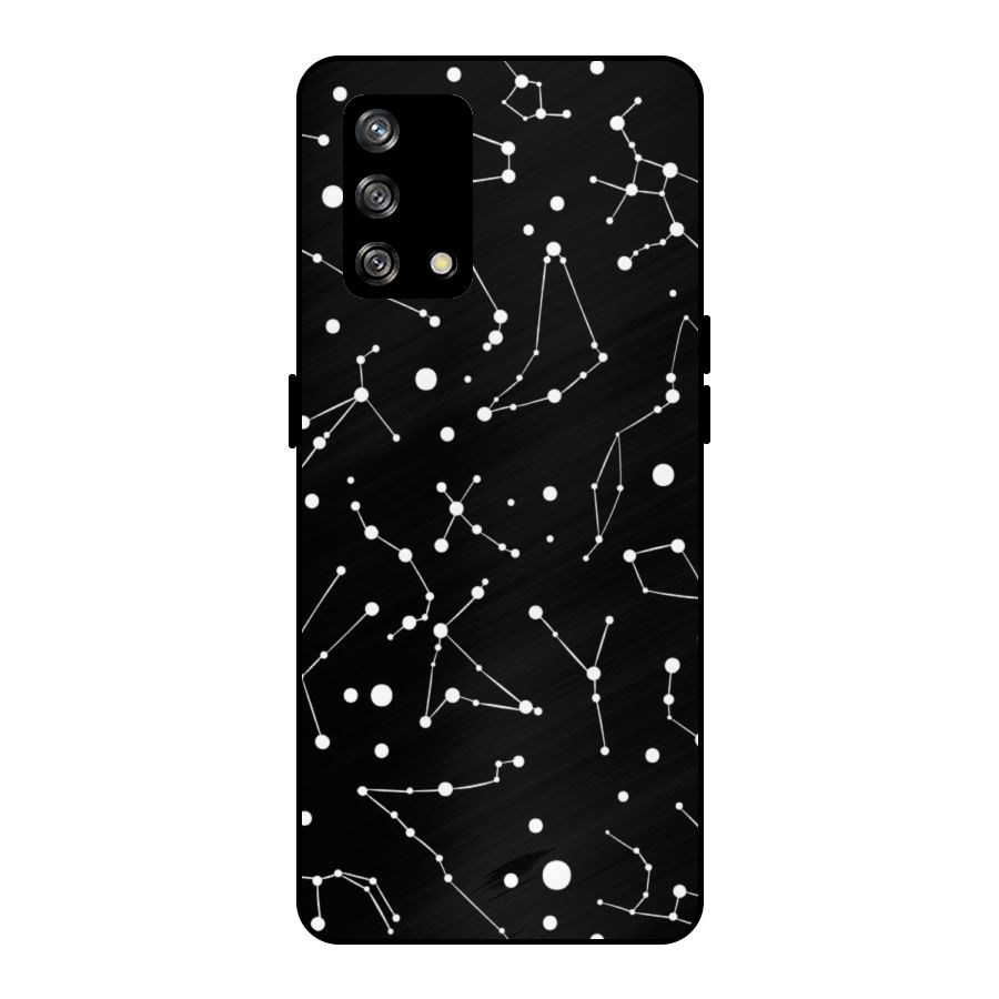 Black Constellation Pattern Metal Back Case for Oppo F19