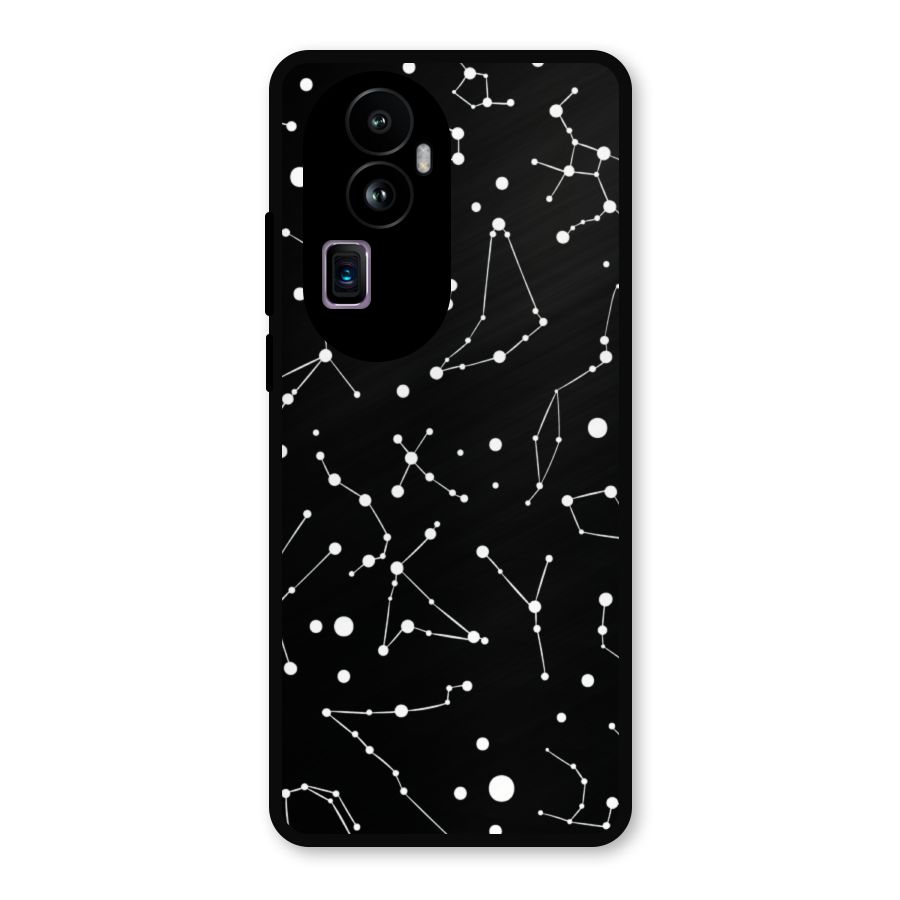Black Constellation Pattern Metal Back Case for Oppo Reno10 Pro Plus