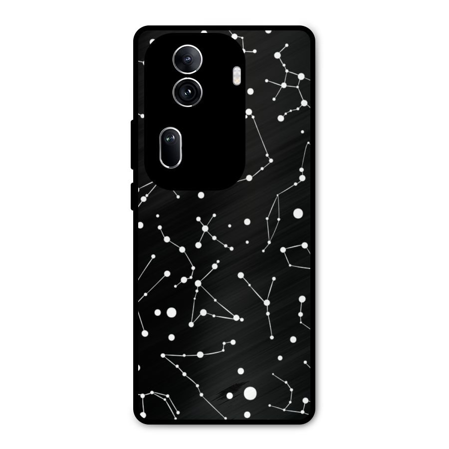 Black Constellation Pattern Metal Back Case for Oppo Reno11 Pro 5G