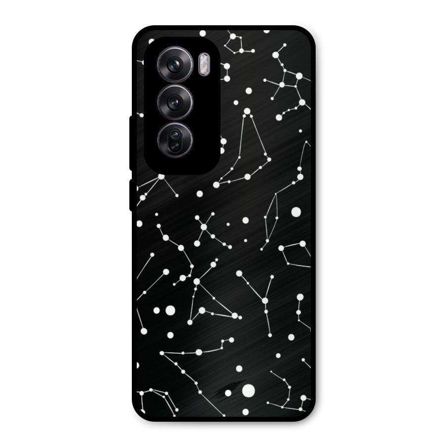 Black Constellation Pattern Metal Back Case for Oppo Reno12 Pro