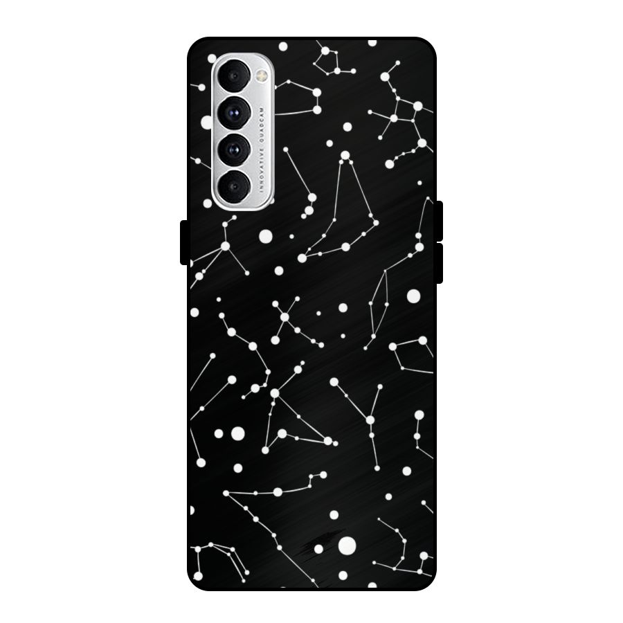 Black Constellation Pattern Metal Back Case for Oppo Reno4 Pro