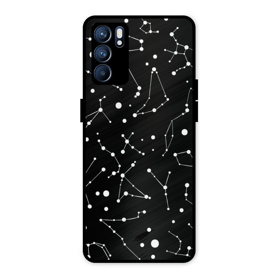 Black Constellation Pattern Metal Back Case for Oppo Reno6 5G
