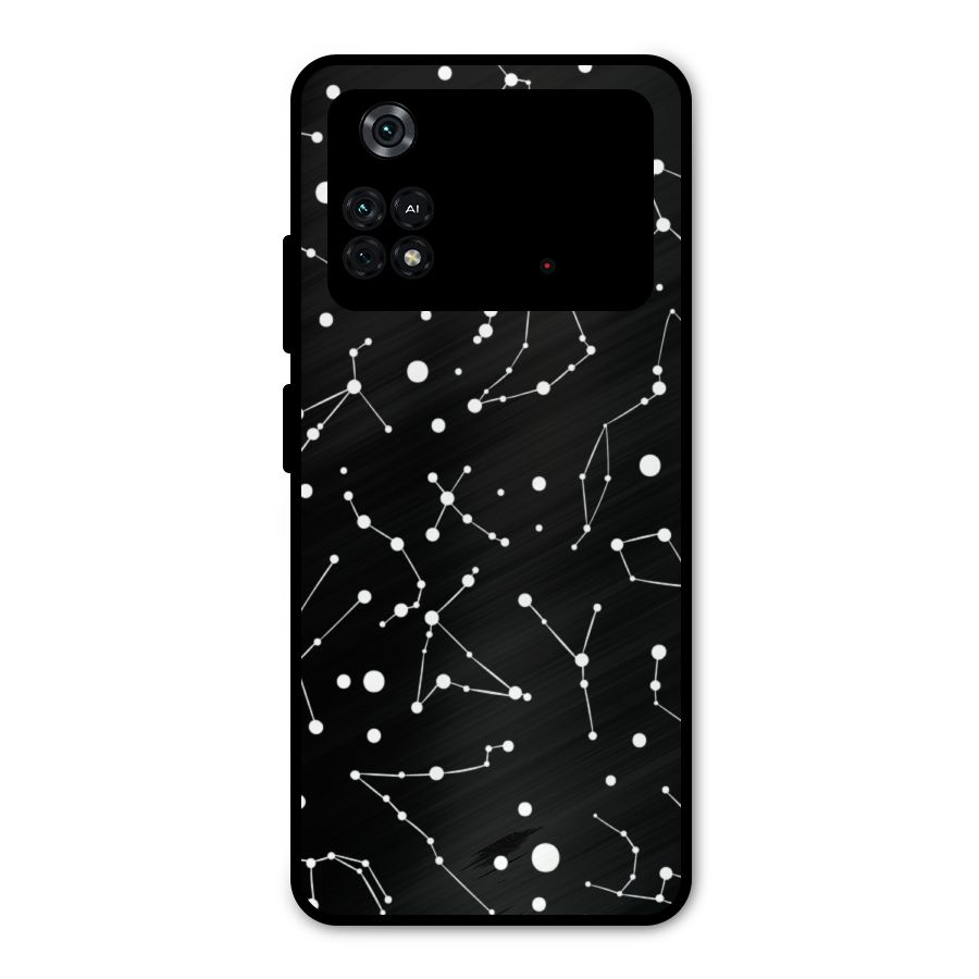 Black Constellation Pattern Metal Back Case for Poco M4 Pro 4G