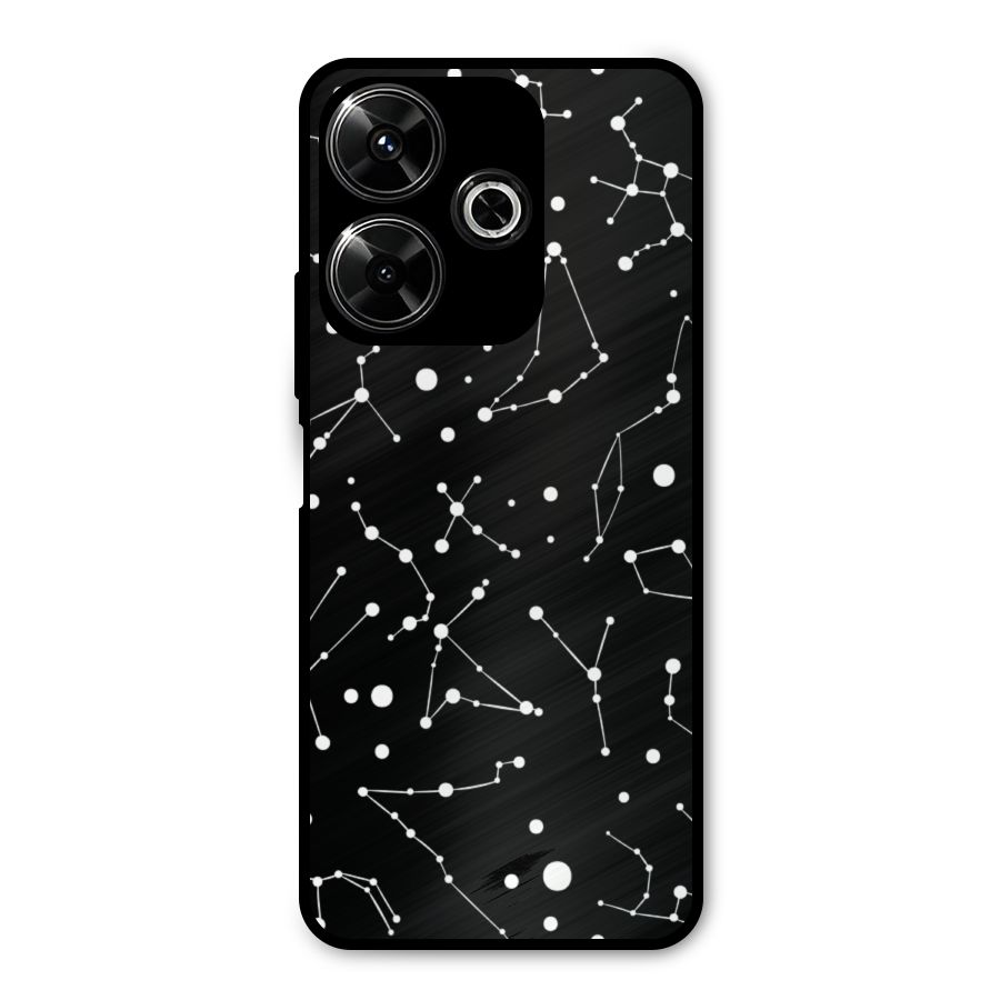 Black Constellation Pattern Metal Back Case for Poco M6 Plus