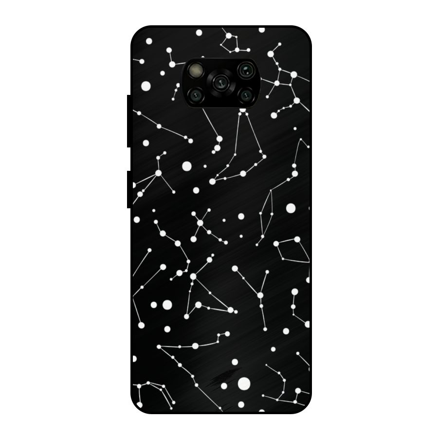 Black Constellation Pattern Metal Back Case for Poco X3