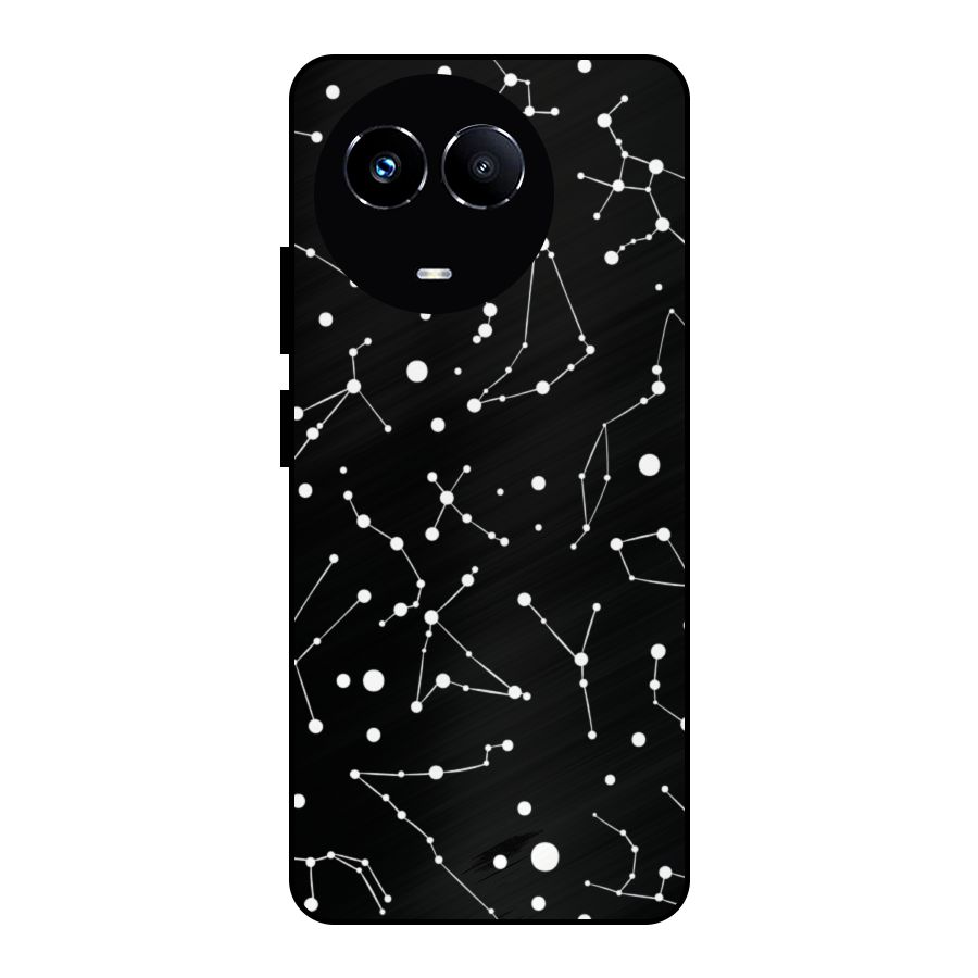 Black Constellation Pattern Metal Back Case for Realme 11X