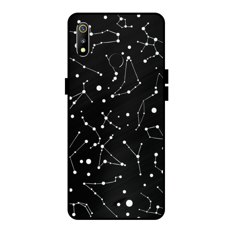 Black Constellation Pattern Metal Back Case for Realme 3i
