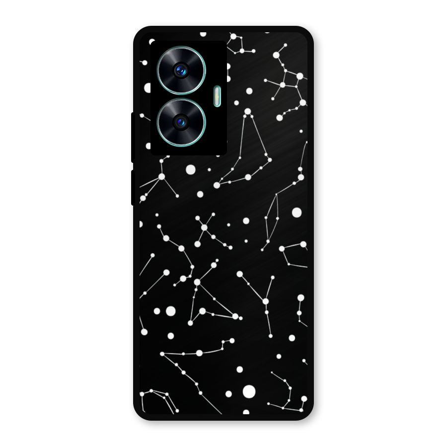 Black Constellation Pattern Metal Back Case for Realme Narzo N55