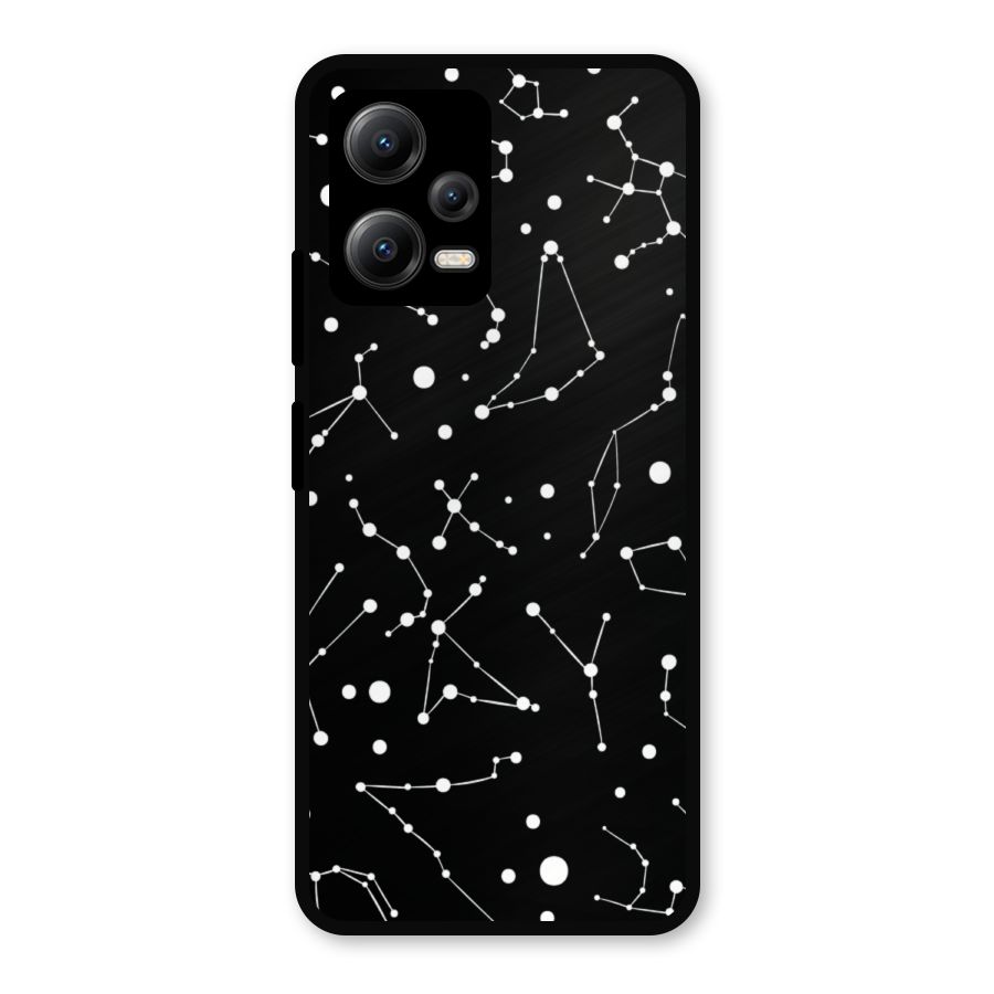 Black Constellation Pattern Metal Back Case for Redmi Note 12 5G
