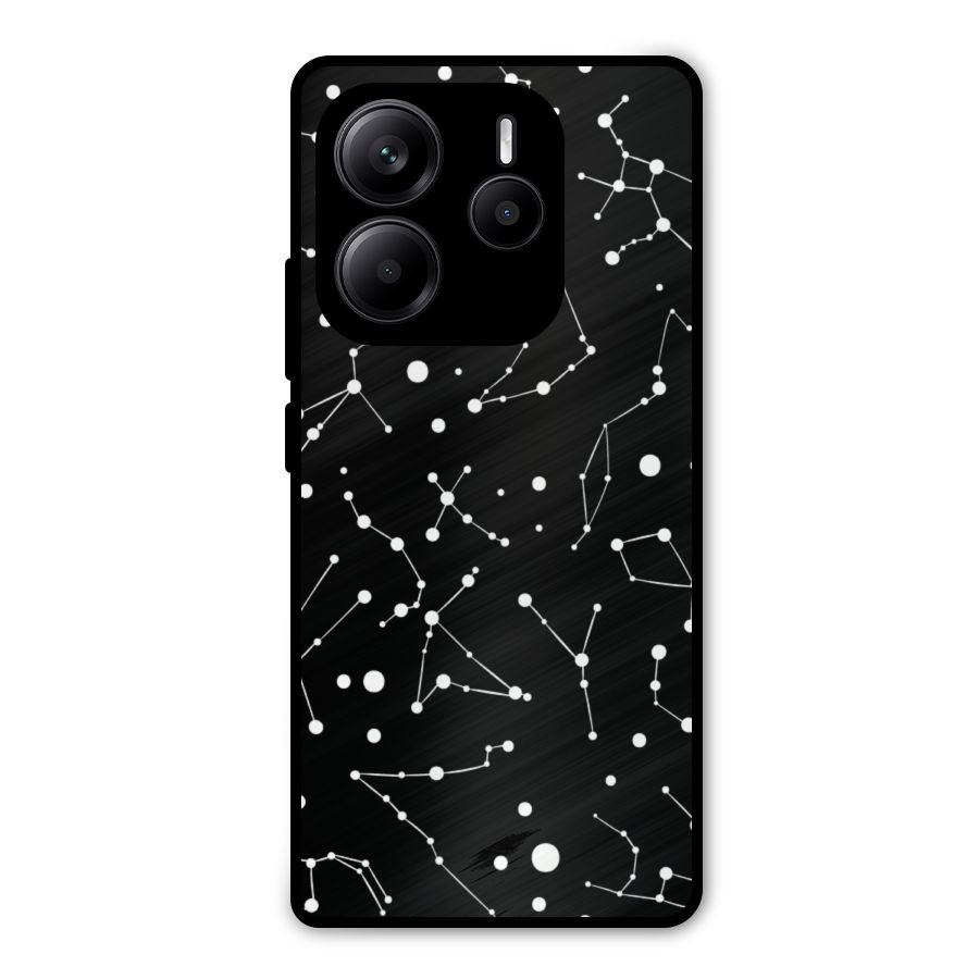 Black Constellation Pattern Metal Back Case for Redmi Note 14 5G