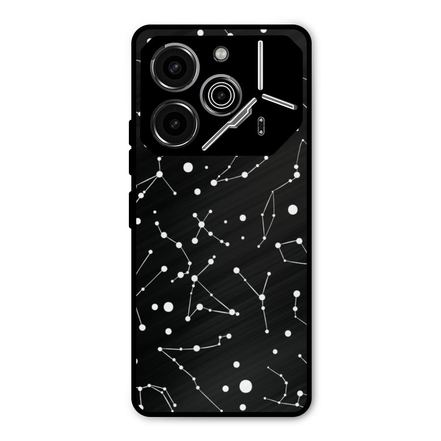 Black Constellation Pattern Metal Back Case for Tecno Pova 6 Pro