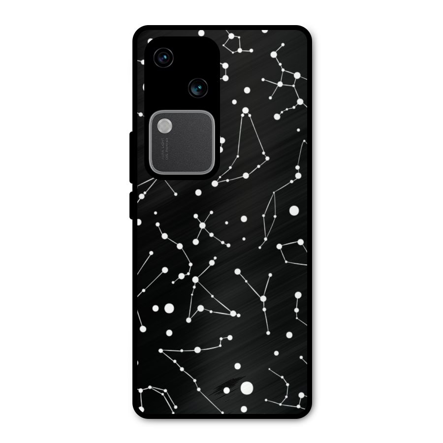 Black Constellation Pattern Metal Back Case for Vivo V30