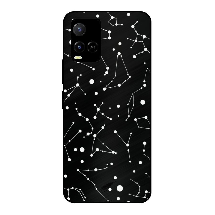 Black Constellation Pattern Metal Back Case for Vivo Y21G