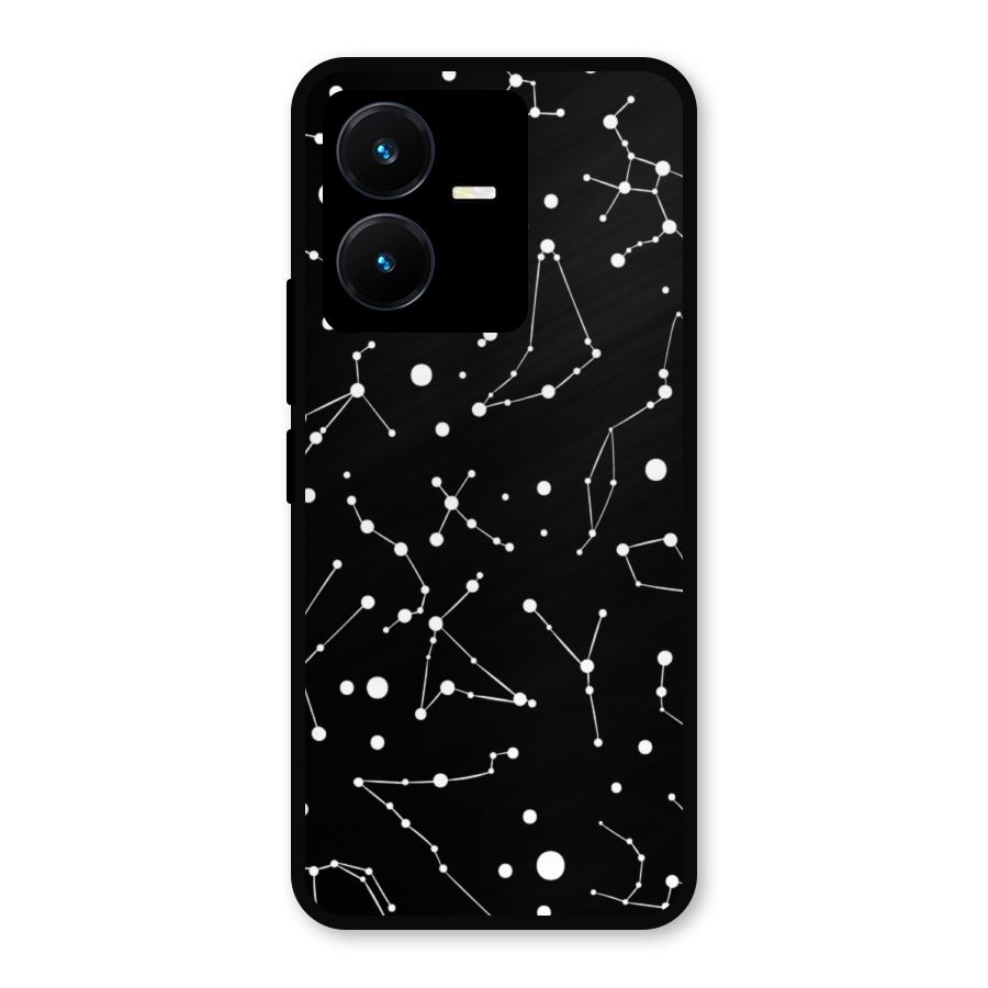 Black Constellation Pattern Metal Back Case for Vivo Y22