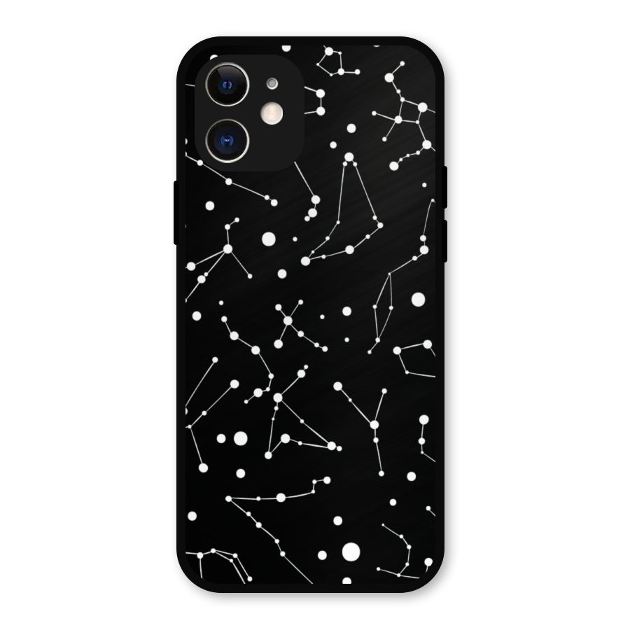 Black Constellation Pattern Metal Back Case for iPhone 12