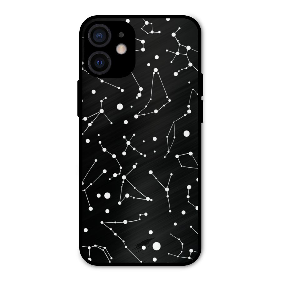 Black Constellation Pattern Metal Back Case for iPhone 12 Mini