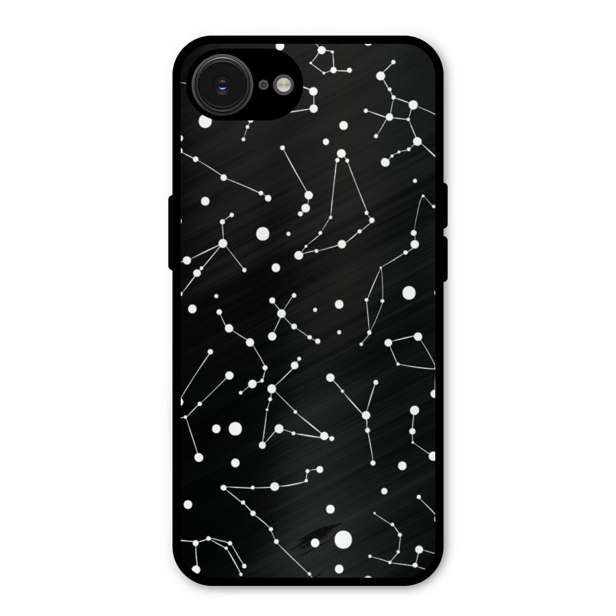Black Constellation Pattern Metal Back Case for iPhone 16e