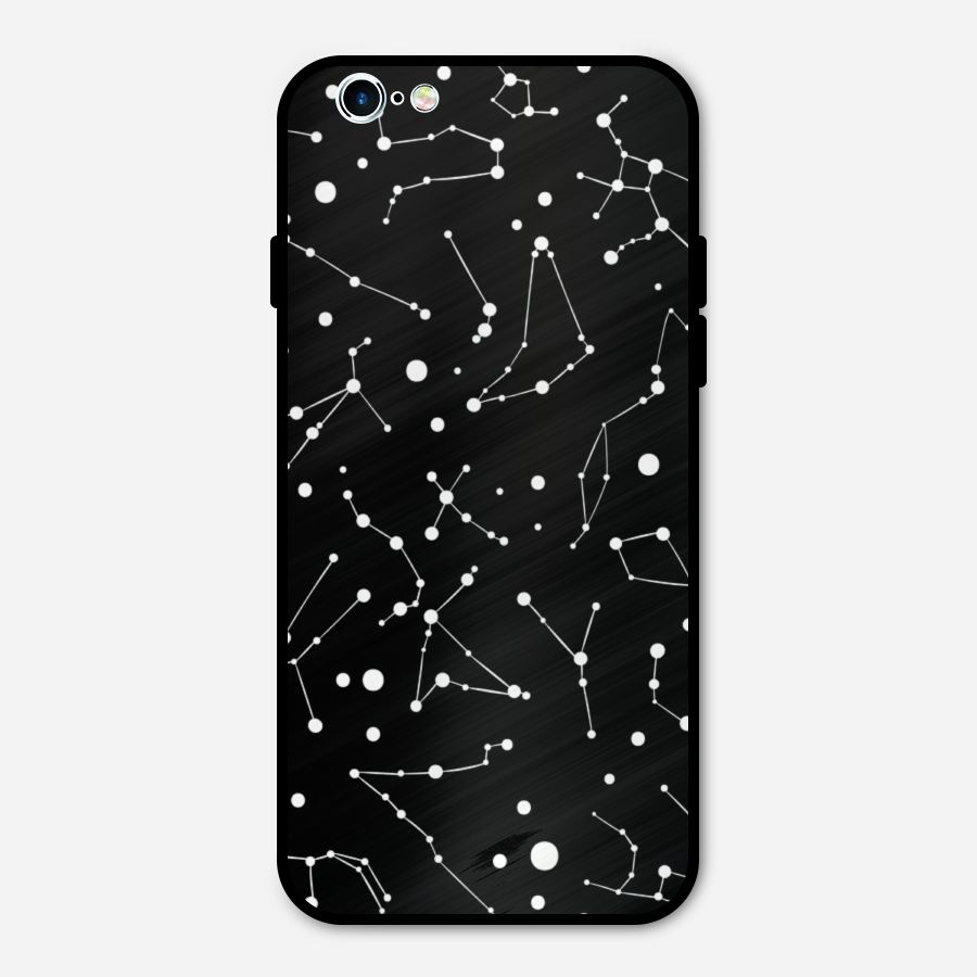 Black Constellation Pattern Metal Back Case for iPhone 6 6s