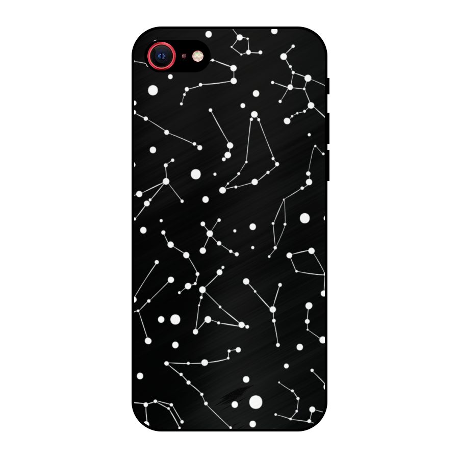 Black Constellation Pattern Metal Back Case for iPhone SE 2022