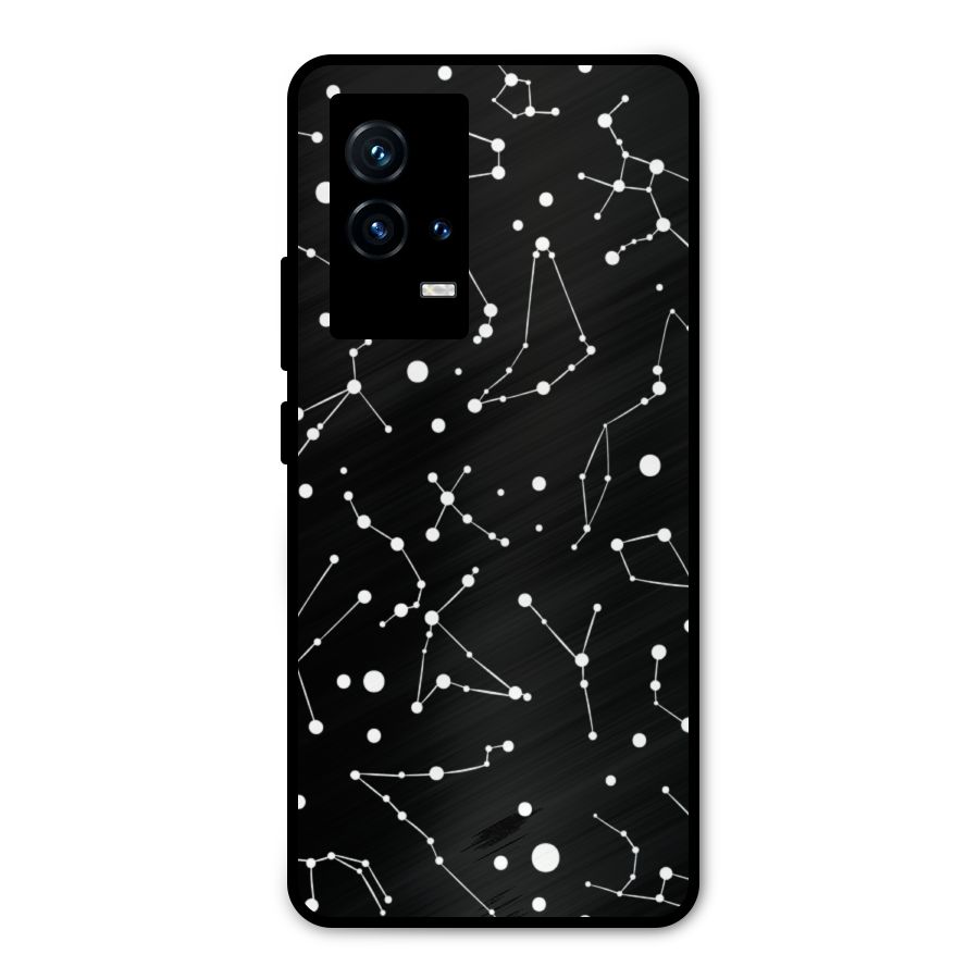 Black Constellation Pattern Metal Back Case for iQOO 9 5G
