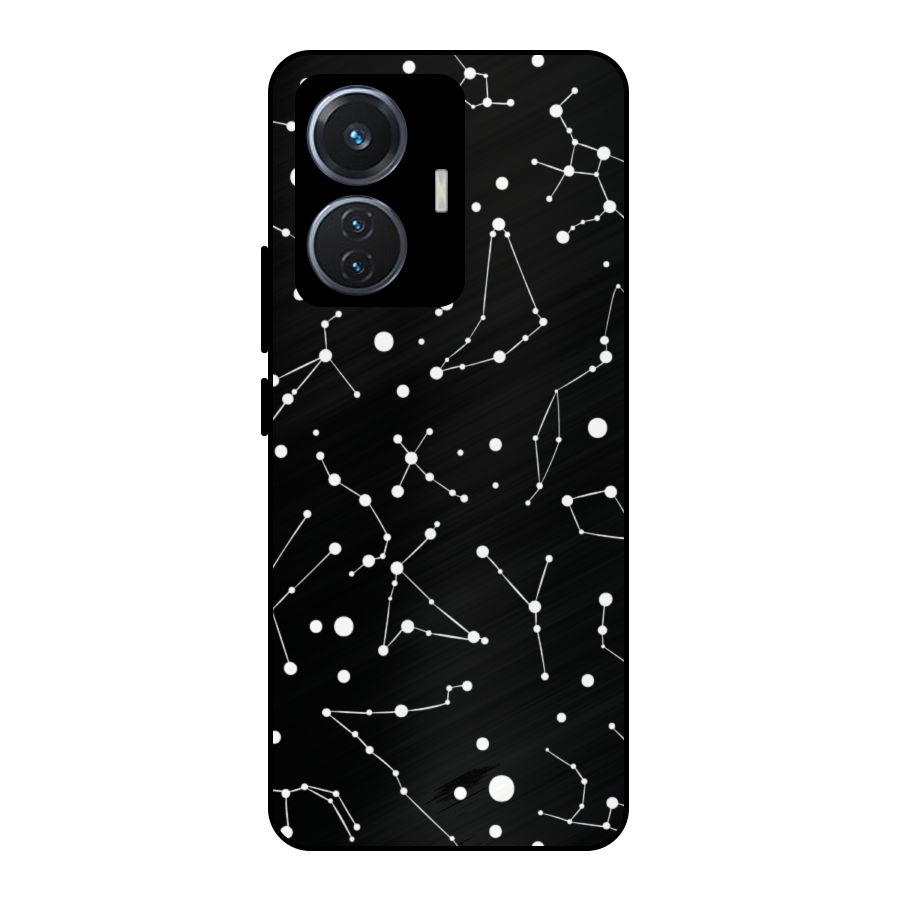 Black Constellation Pattern Metal Back Case for iQOO Z6 44W