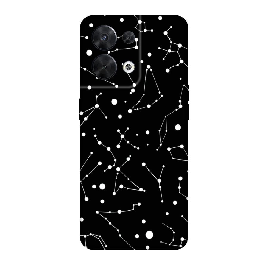 Black Constellation Pattern Original Polycarbonate Back Case for Oppo Reno8 5G