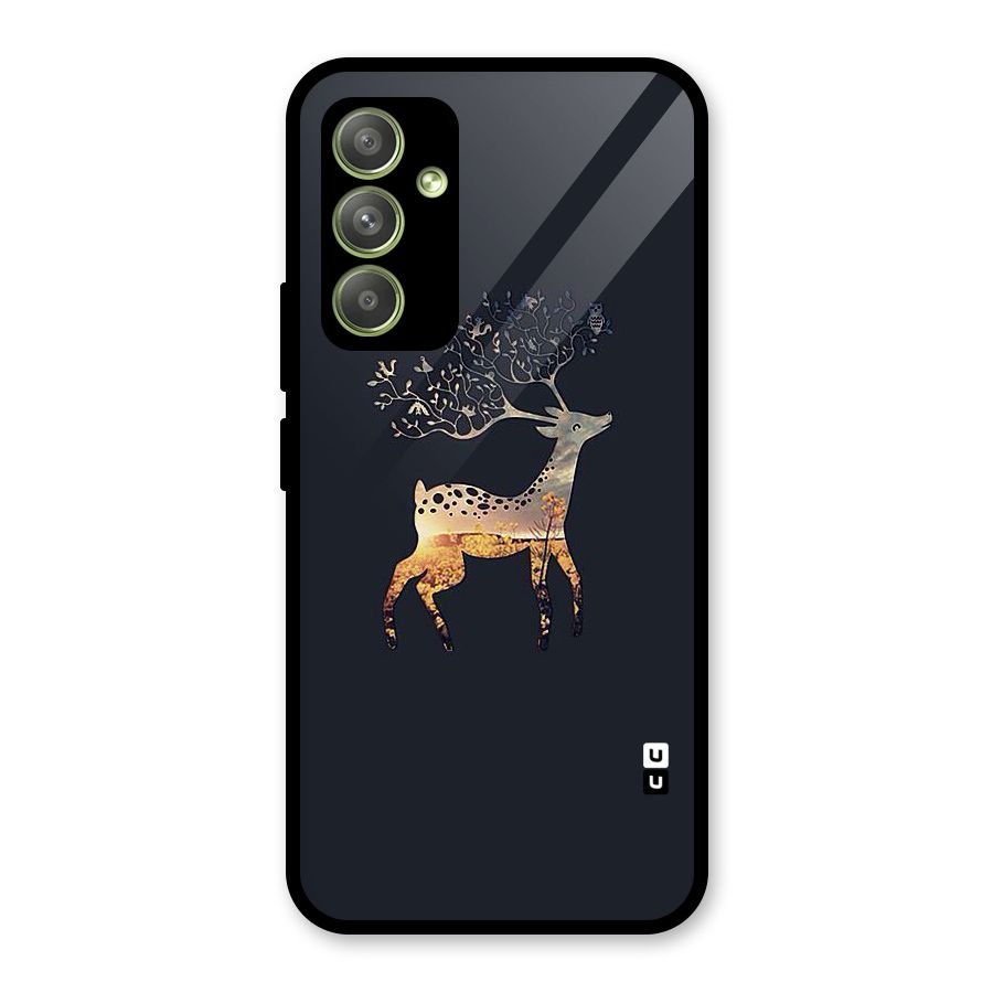 Black Deer Glass Back Case for Galaxy A54