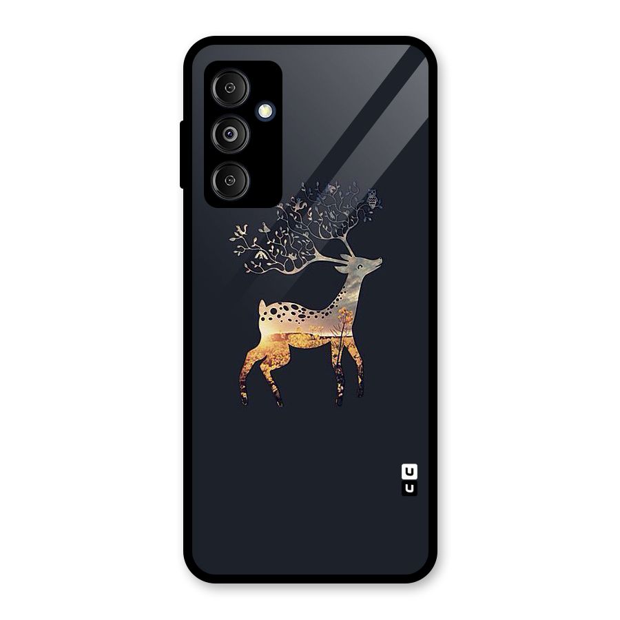Black Deer Glass Back Case for Galaxy M14 5G