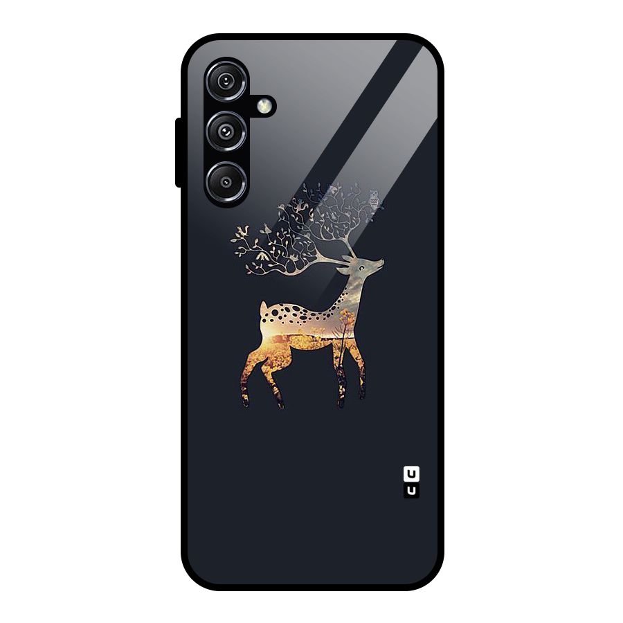 Black Deer Glass Back Case for Galaxy M34 5G