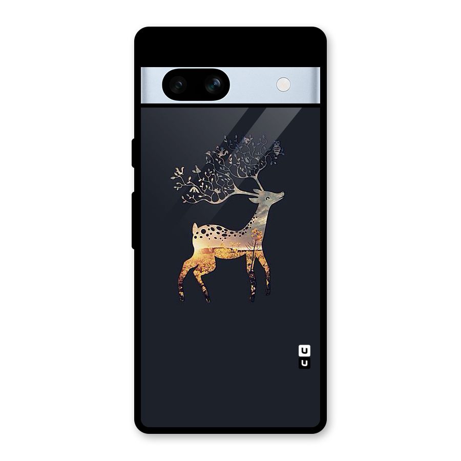 Black Deer Glass Back Case for Google Pixel 7a