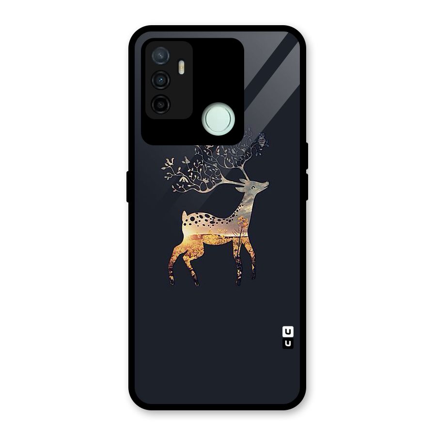 Black Deer Glass Back Case for Oppo A53