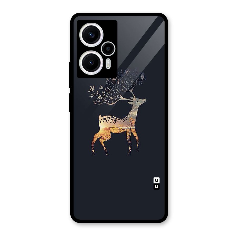 Black Deer Glass Back Case for Poco F5