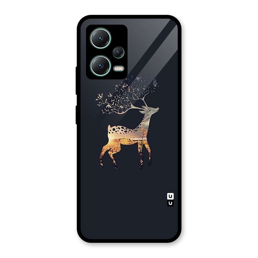 Black Deer Glass Back Case for Poco X5