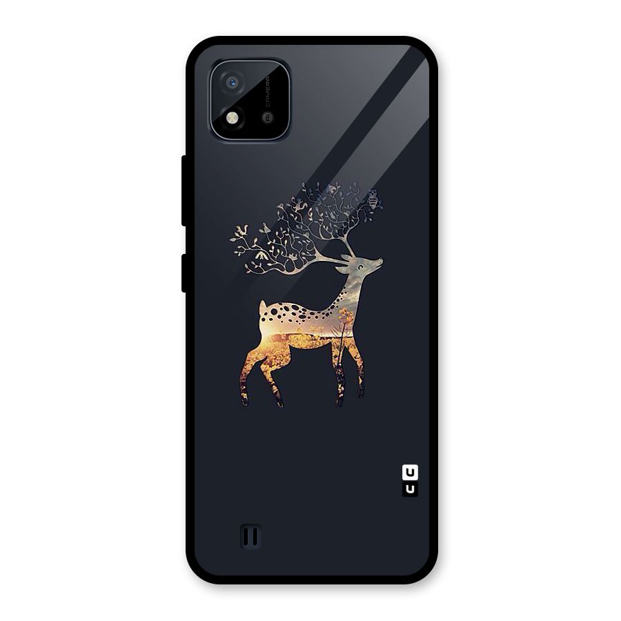Black Deer Glass Back Case for Realme C11 2021