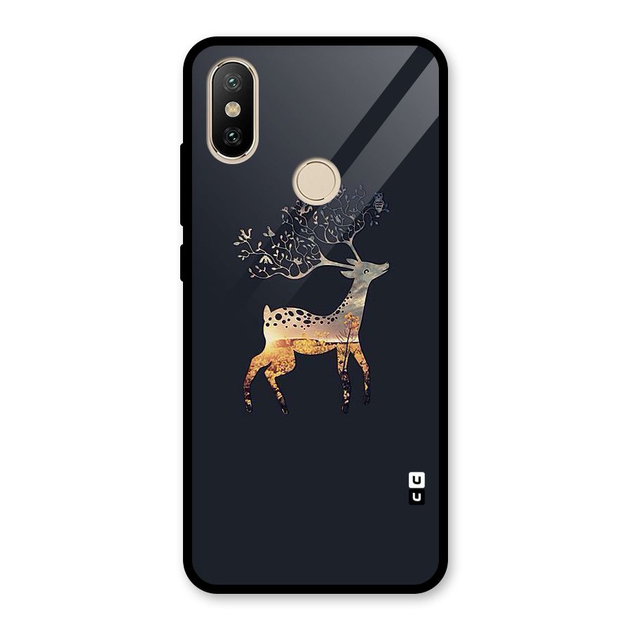 Black Deer Glass Back Case for Redmi A2