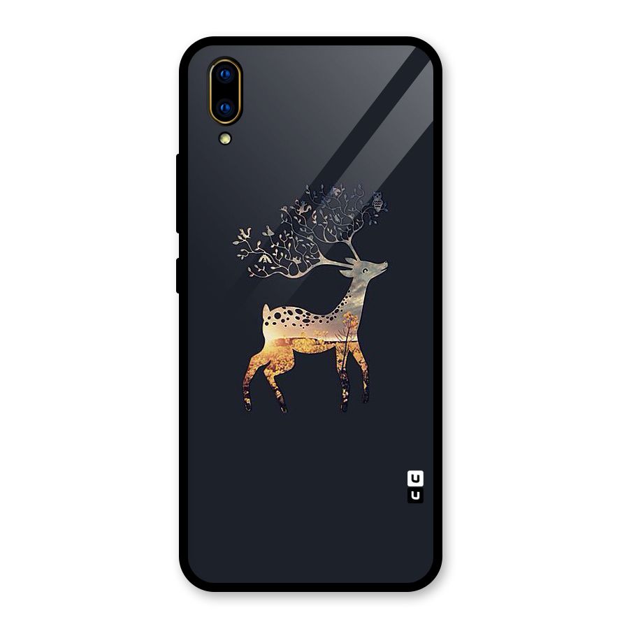 Black Deer Glass Back Case for Vivo V11 Pro
