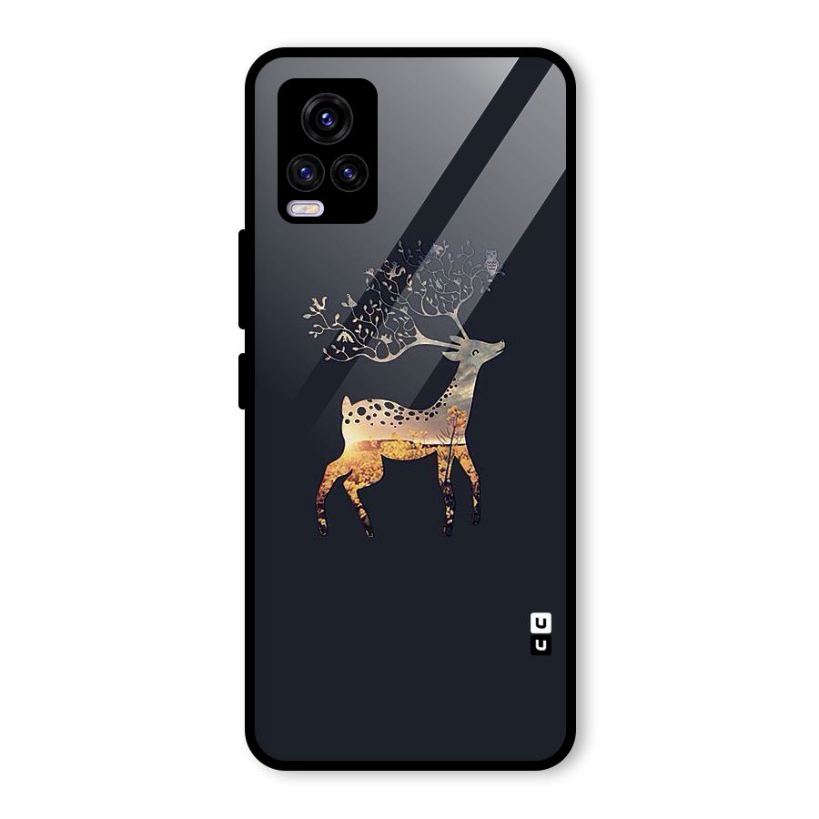 Black Deer Glass Back Case for Vivo V20 2021