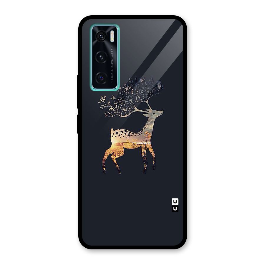 Black Deer Glass Back Case for Vivo V20 SE