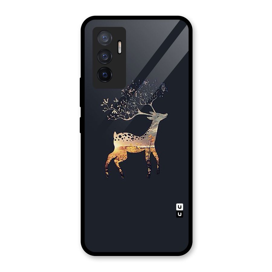 Black Deer Glass Back Case for Vivo V23e