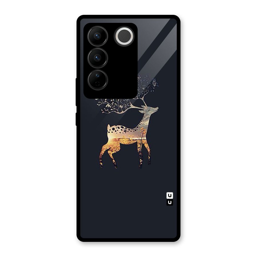 Black Deer Glass Back Case for Vivo V27