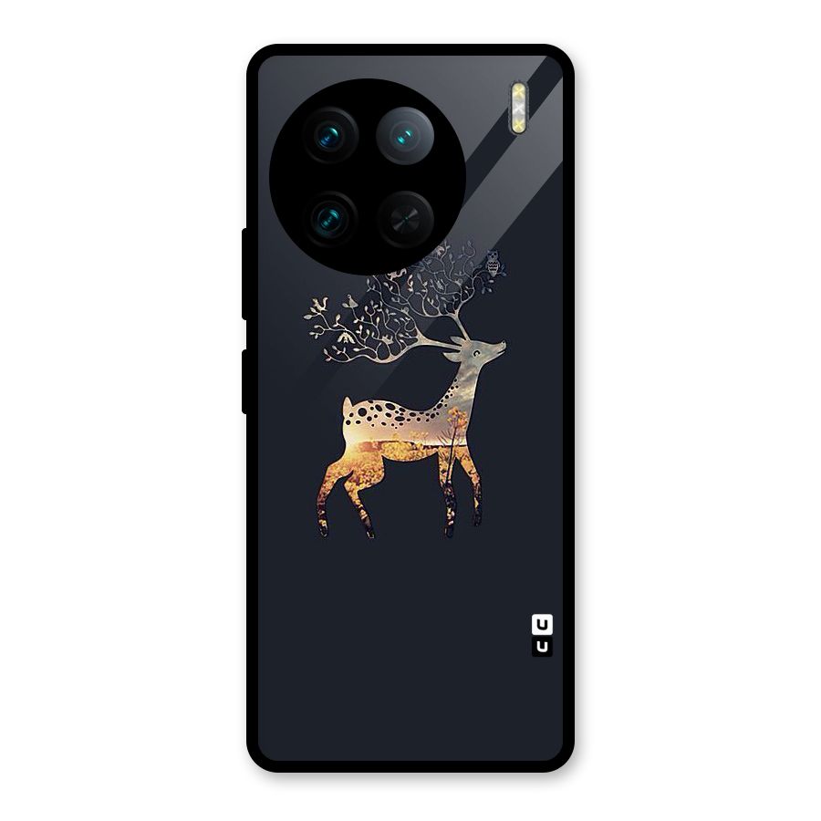 Black Deer Glass Back Case for Vivo X90 Pro