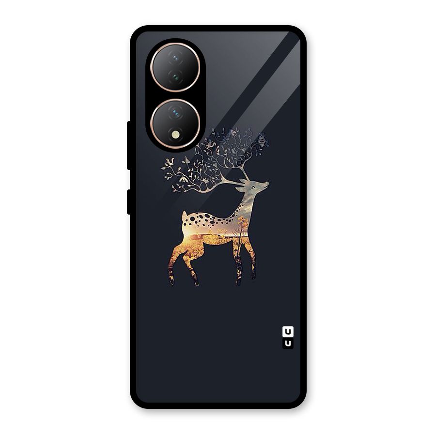 Black Deer Glass Back Case for Vivo Y100A