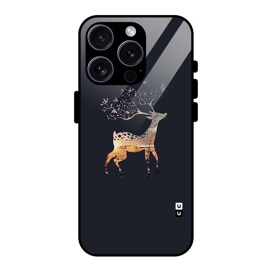 Black Deer Glass Back Case for iPhone 15 Pro