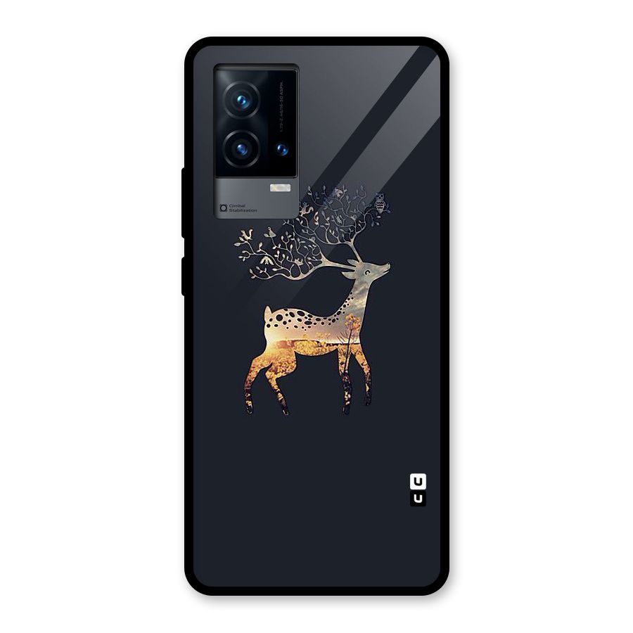 Black Deer Glass Back Case for iQOO 9 5G