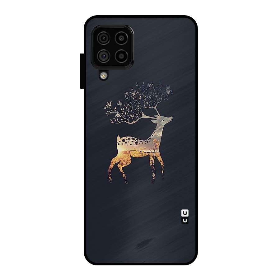 Black Deer Metal Back Case for Galaxy A22 4G