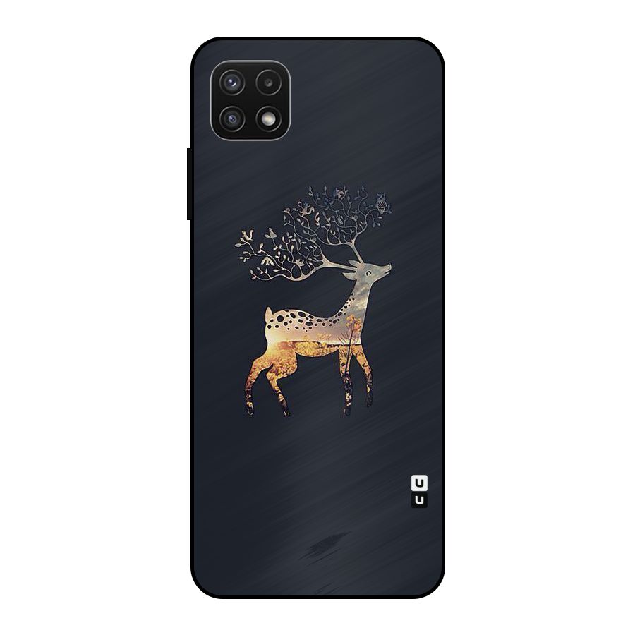 Black Deer Metal Back Case for Galaxy A22 5G