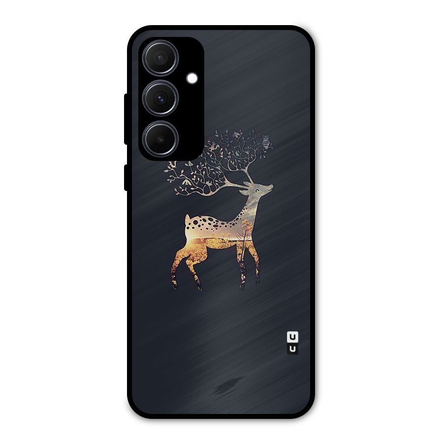 Black Deer Metal Back Case for Galaxy A35