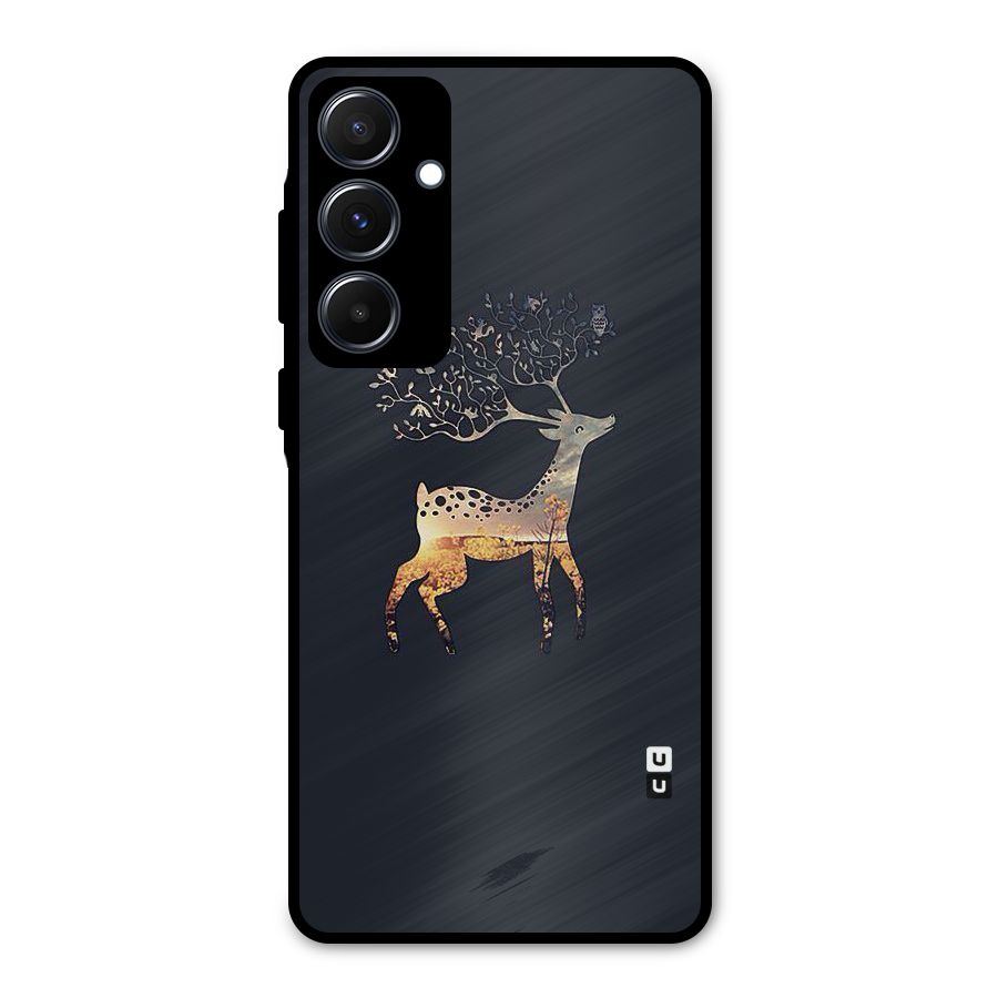 Black Deer Metal Back Case for Galaxy A55